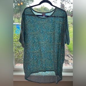 NWOT LulaRoe Gray Blue Green IRMA Tunic Shirt, Size L Large‎